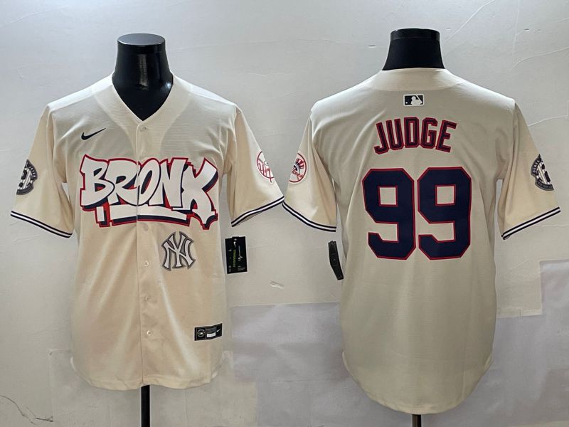 Men New York Yankees #99 Judge Cream four generations Joint Name 2025 Nike MLB Jersey style 4118